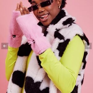 JayLey Faux Fur Pink Fingerless Gloves Mittens NWT